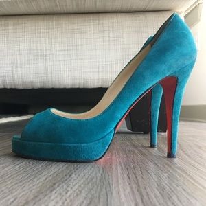 Christian Louboutin Lady Peep Turquoise Pumps 39.5